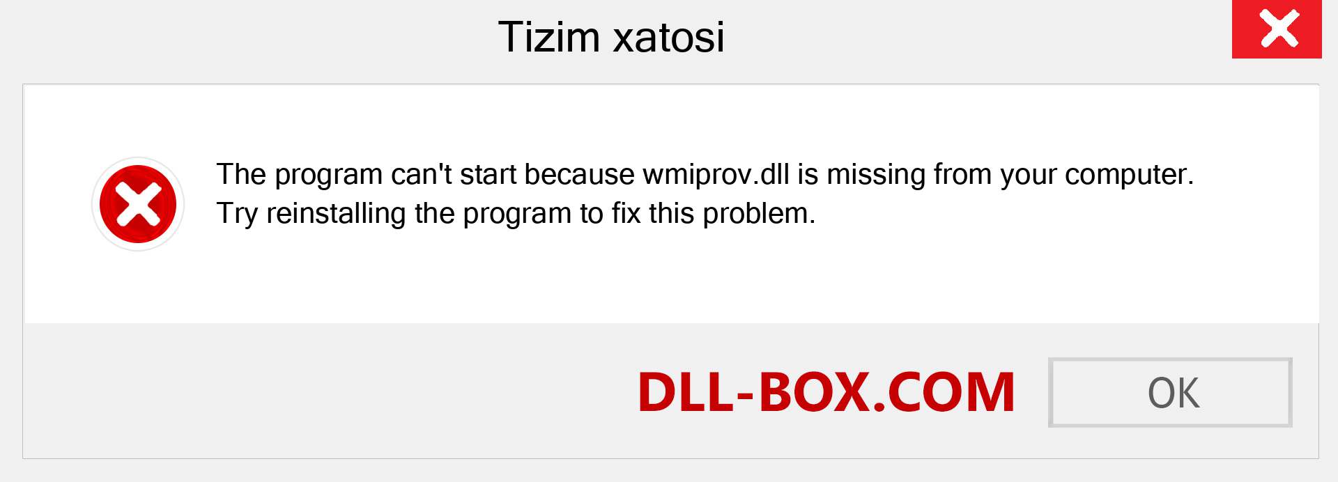 wmiprov.dll fayli yo'qolganmi?. Windows 7, 8, 10 uchun yuklab olish - Windowsda wmiprov dll etishmayotgan xatoni tuzating, rasmlar, rasmlar